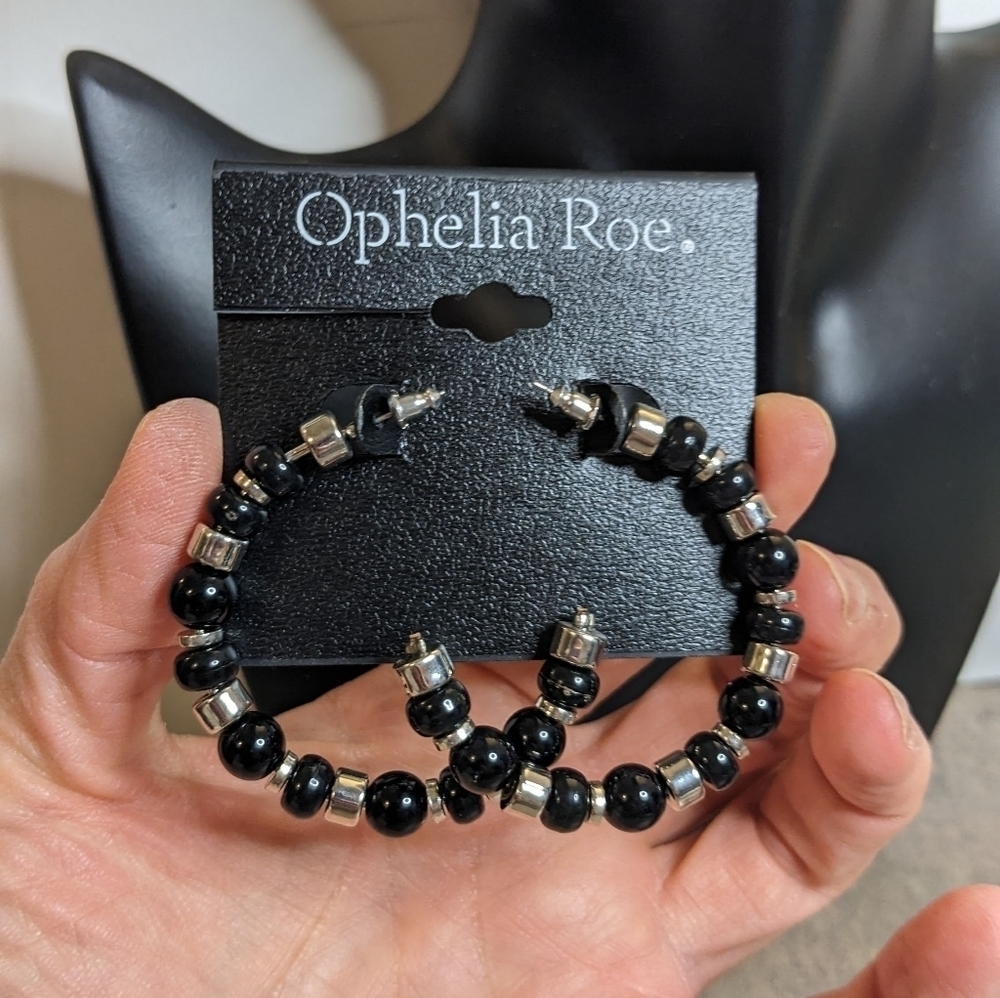 Ophelia Roe Black and Silver‎ Hoops
